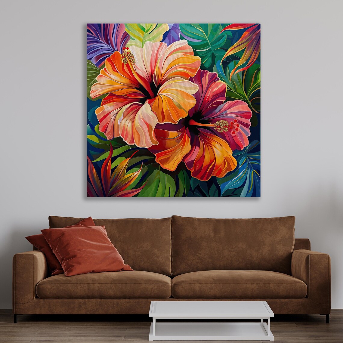 Hibiscus Flowers, Vibrant Tropical Botanical Art Print - Image 2