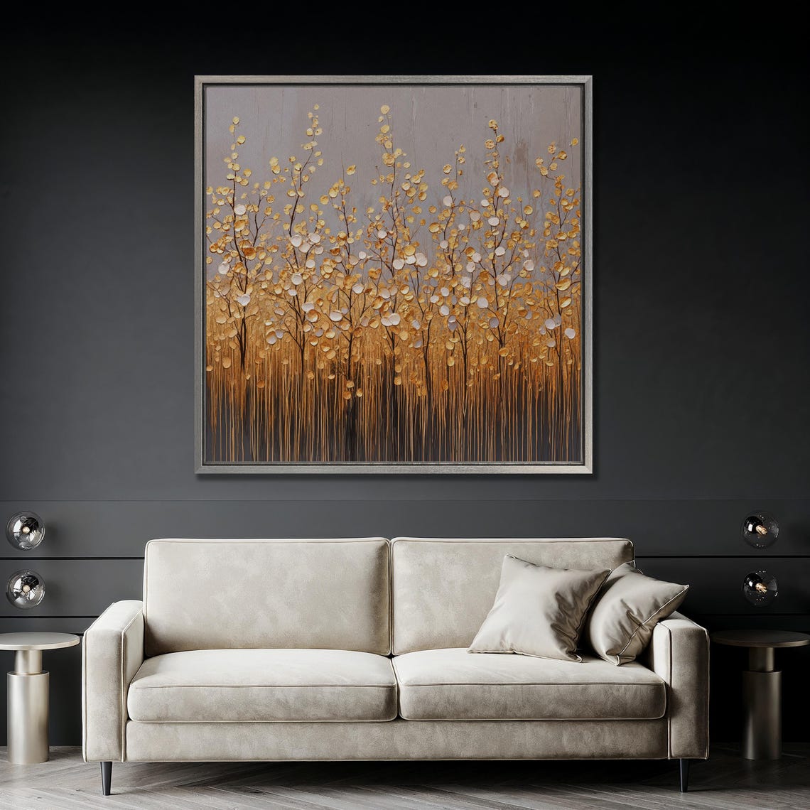 Abstract Golden Grove With Drip Effect Modern Art Wall Poster - Image 5