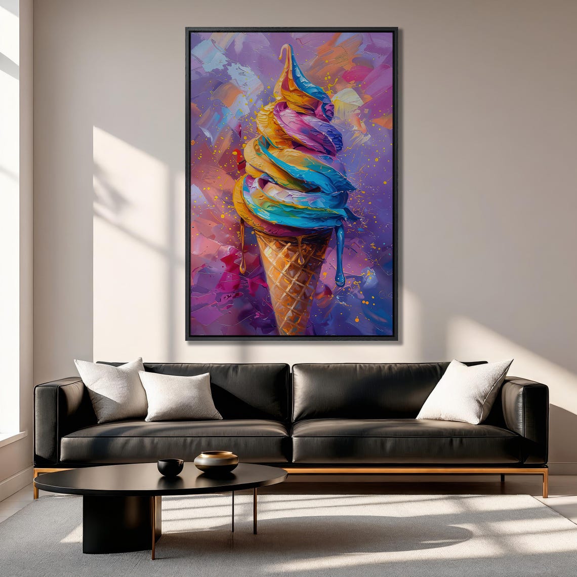Rainbow Ice Cream Wall Art Colorful Dessert Painting Print Large Bright Kitchen Wall Decor Delight Treat Poster Gift Ready To Hang - Image 2