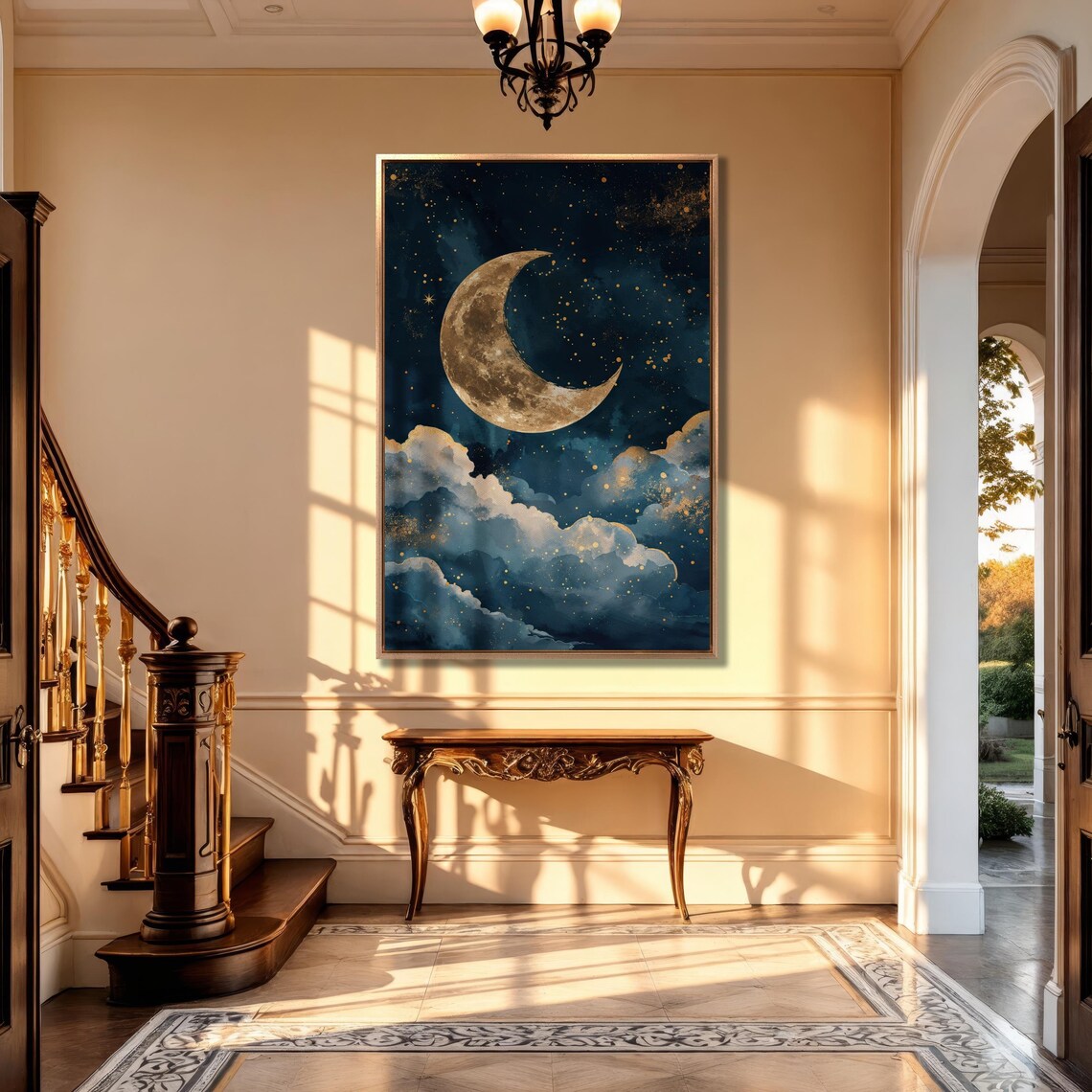 Golden Moon Starry Sky Art Print, Nursery Decor - Image 5