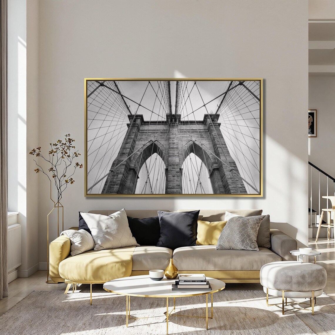 Brooklyn Bridge Black and White Art Print, New York City - Image 3