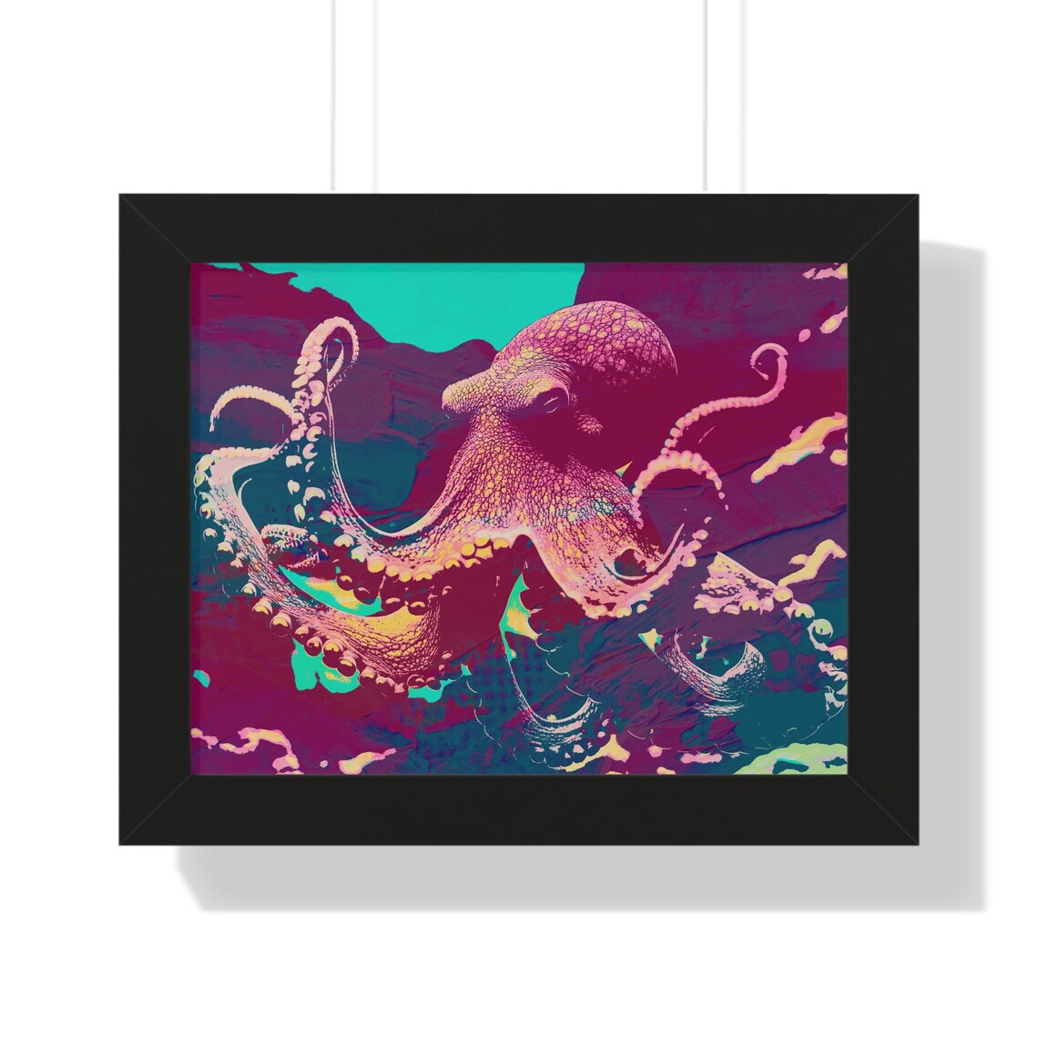 Colorful Octopus Framed Poster Nautical Wall Art Ocean Decor Unique Gift For Sea Lovers Coastal Home Decoration Abstract Ocean Art