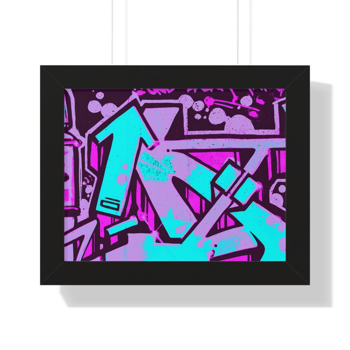 Bold Electric Neon Pink and Teal 3D Graffiti Letter Forms Poster - Image 3