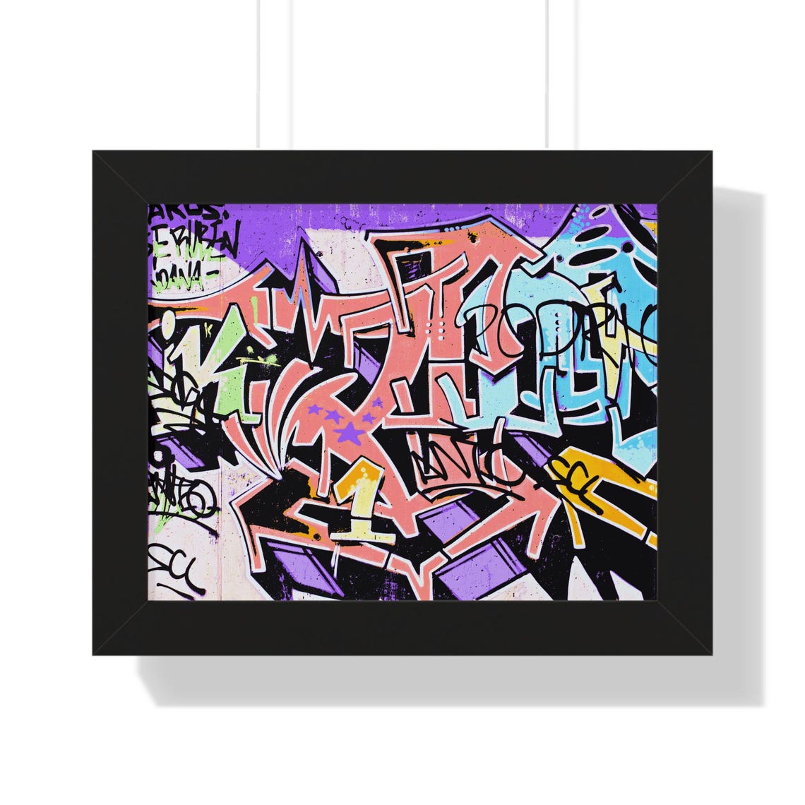 Pink Wildstyle Graffiti Lettering Street Mural Framed Poster