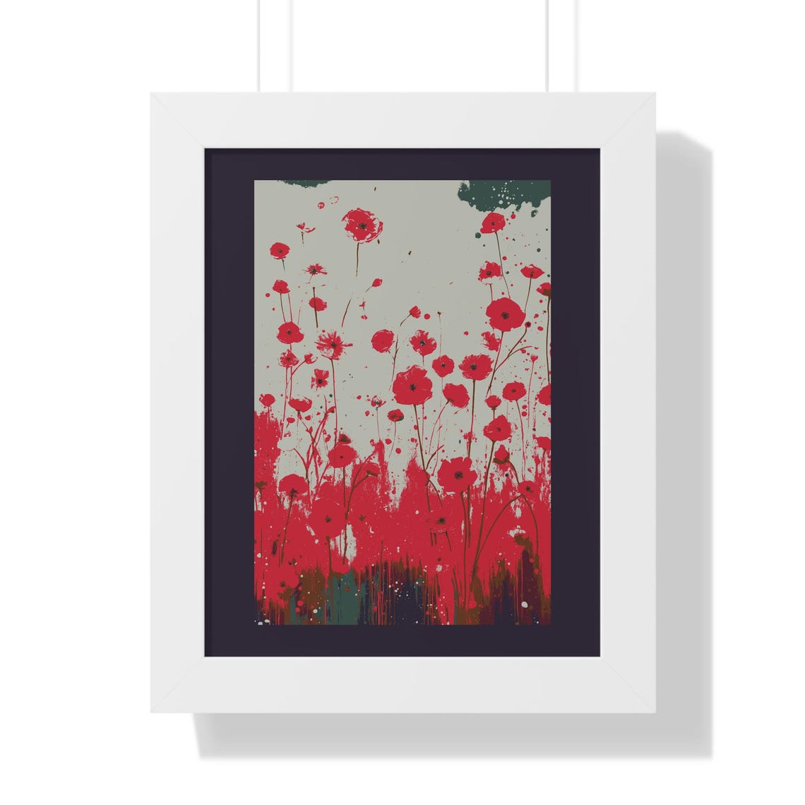 Bold Red Poppies Splash Painted Minimalist Floral Botanical Poster