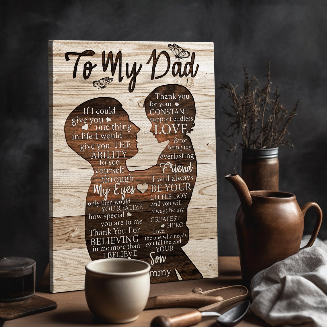 To My Dad Silhouette Tribute From Son Greatest Hero Custom Name Poster - Image 4