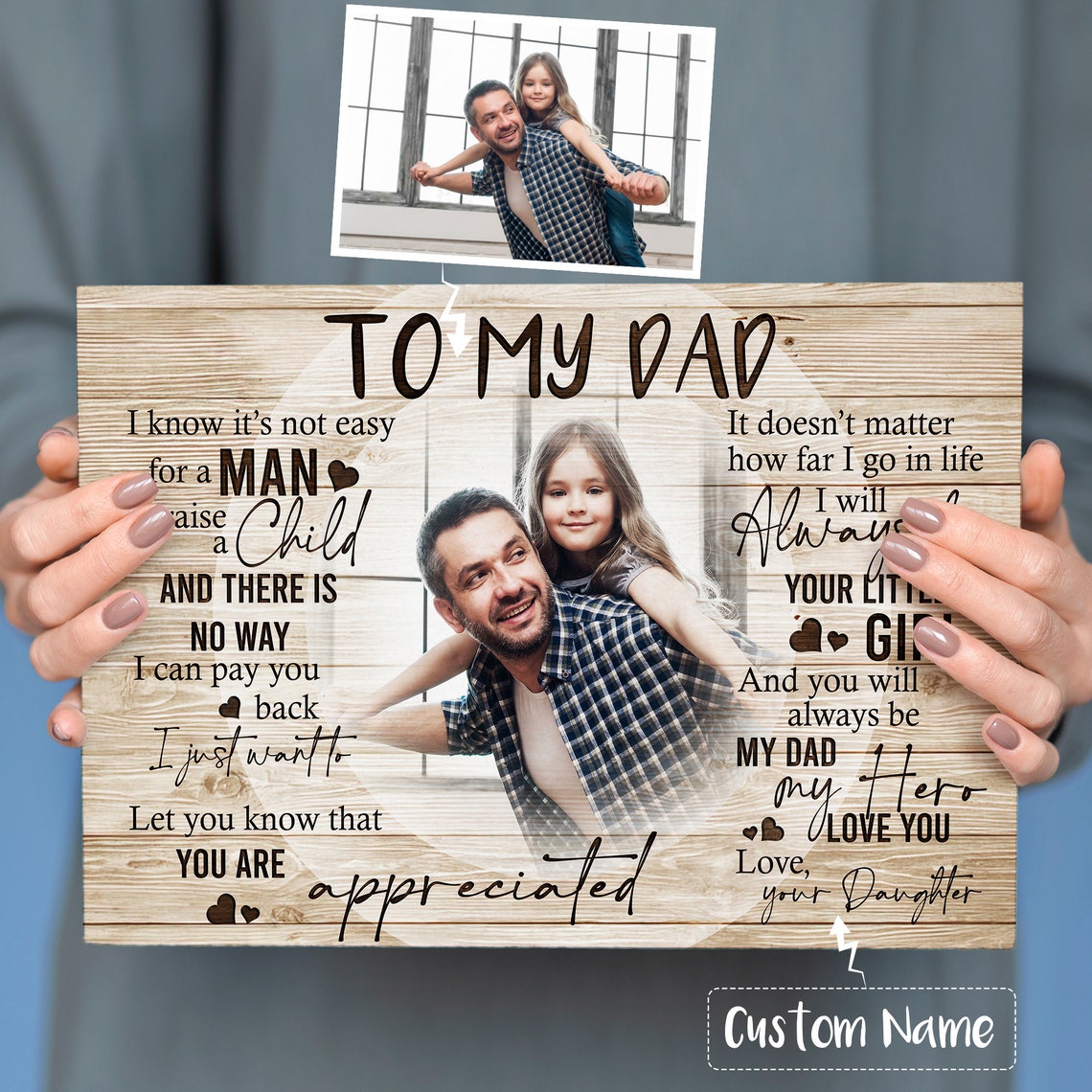 To My Dad Appreciated Hero Piggyback Photo From Loving Daughter Poster - Image 4
