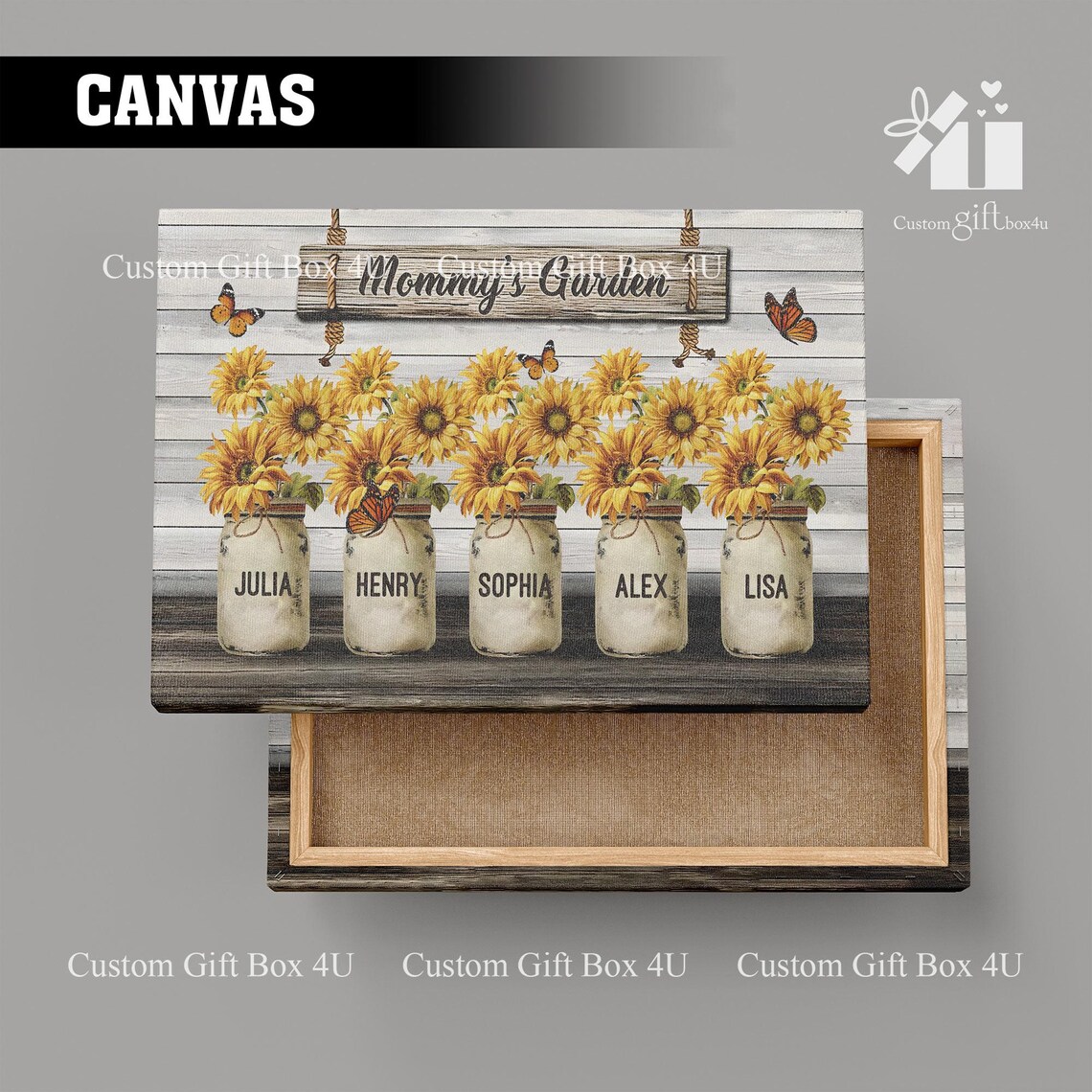Mommy's Garden Sunflower Mason Jar Custom Grandkids Names Poster - Image 4