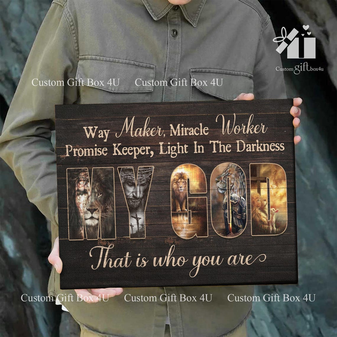 Way Maker Miracle Worker My God Christian Lion of Judah Poster