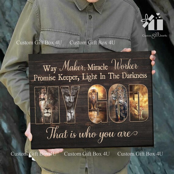 Way Maker Miracle Worker My God Christian Lion of Judah Poster