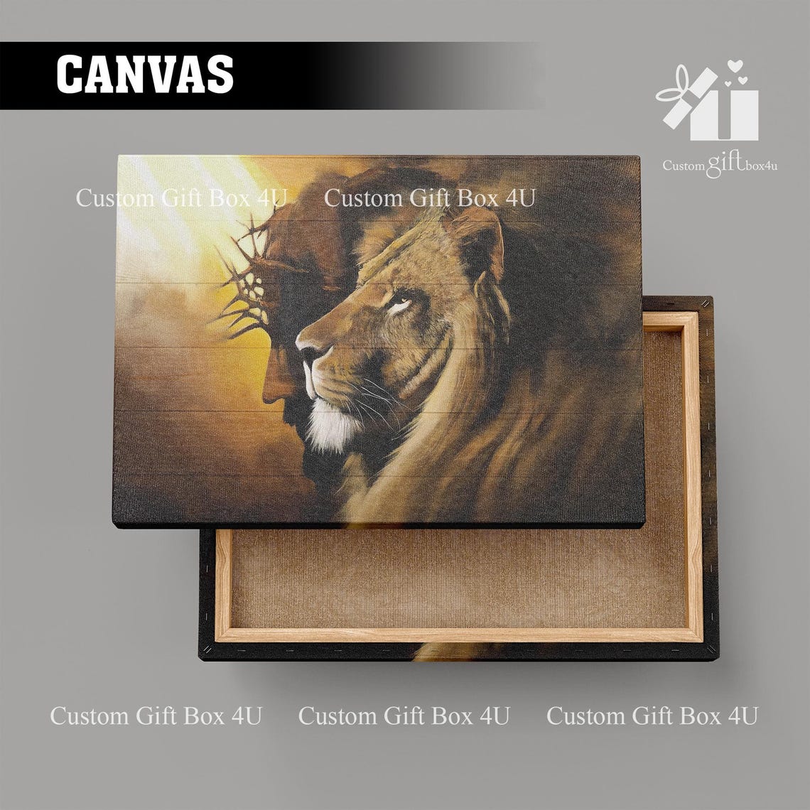 Lion Of Judah And Jesus Crown Of Thorns Profile Christian Poster - Image 4