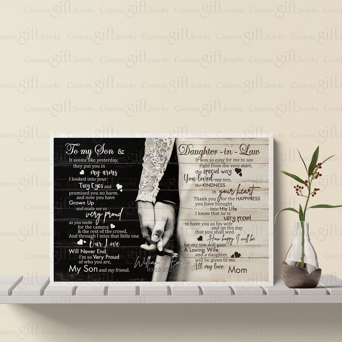 Personalized Son Wedding Gift From Mother Wedding Gift For Son And Daughter In Law Gift For Son Wedding Day Gift For Bride And Groom - Image 2