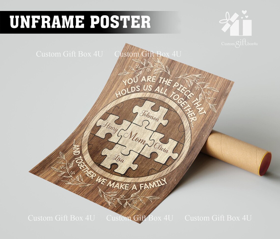 You Are The Piece That Holds Us Together Family Puzzle Names Poster - Image 2