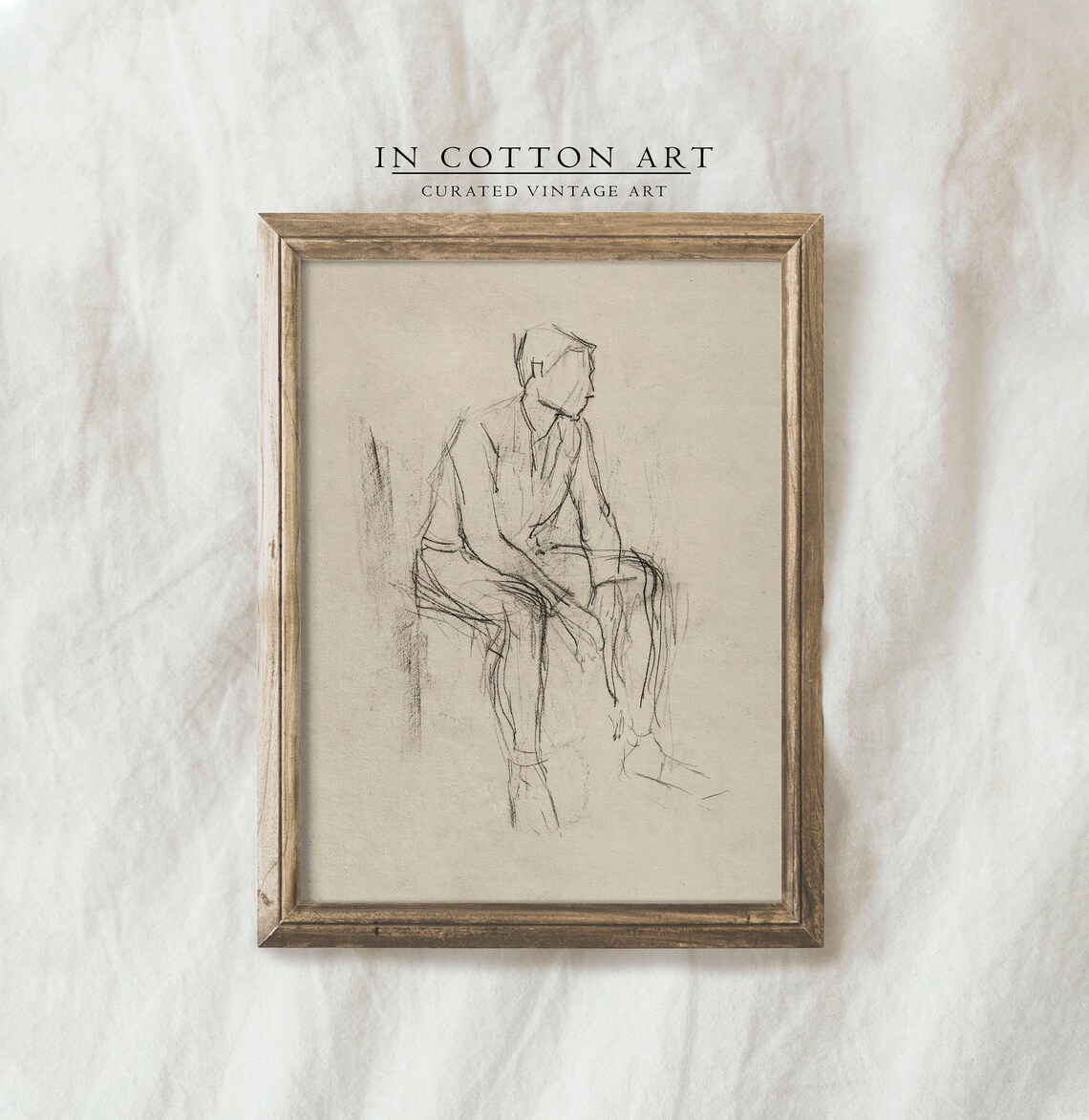 Minimalist Figure Sketch, Vintage Line Drawing Art Print - Image 4