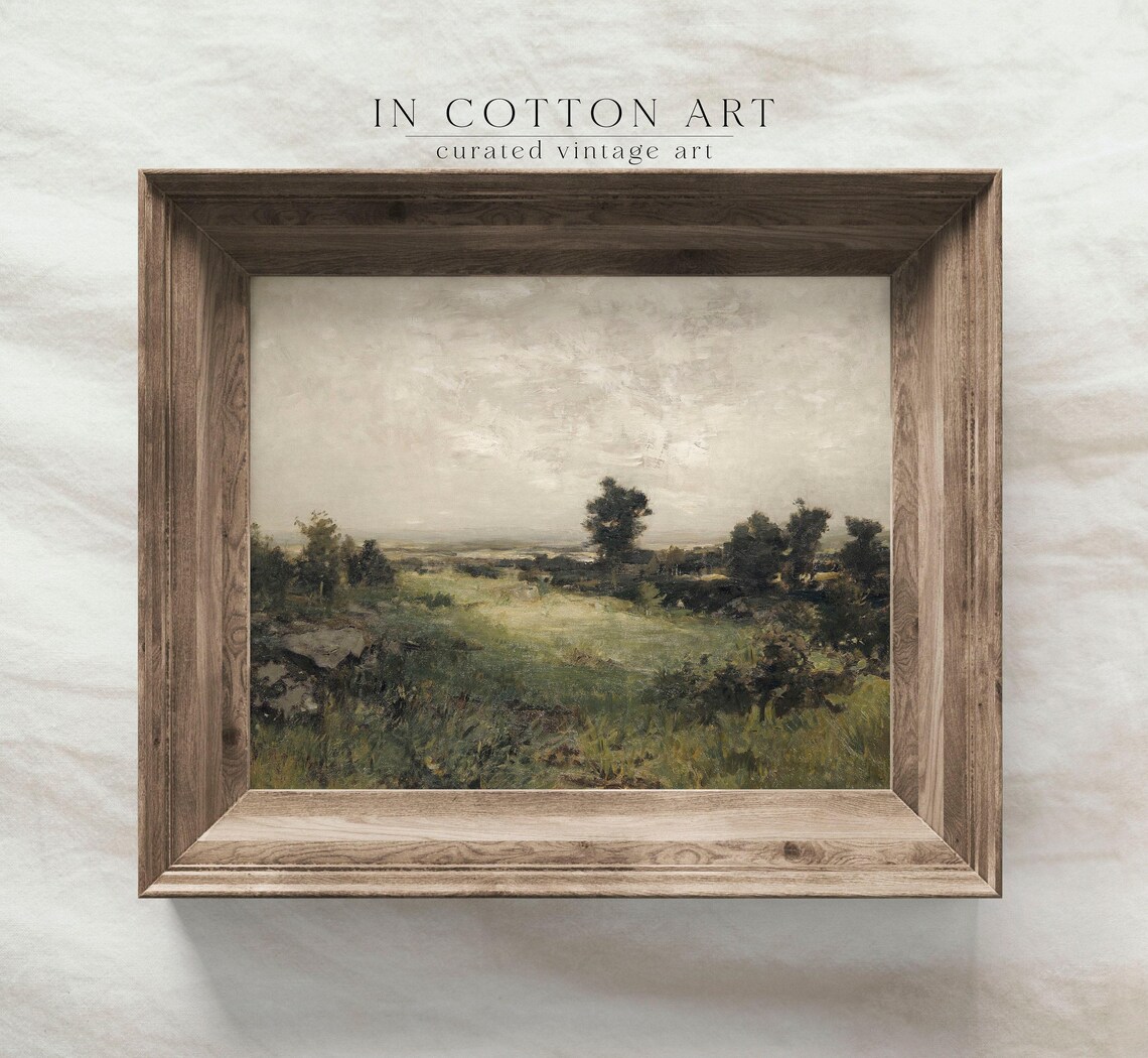Vintage Green Valley Landscape, Farmhouse Art Print - Image 4