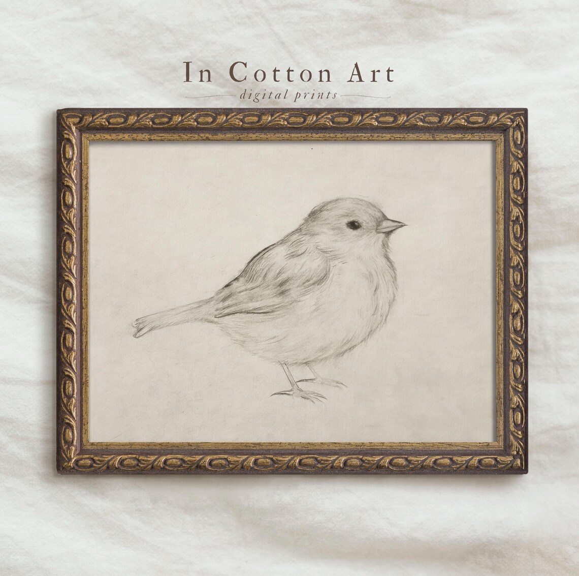 Minimalist Bird Sketch Print, Neutral Nursery Decor