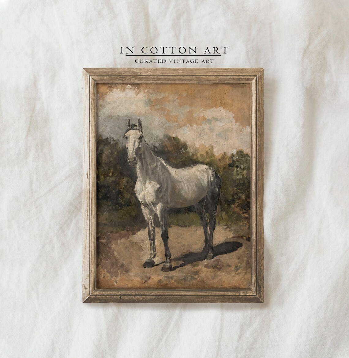Vintage White Horse Art Print, Farmhouse Equestrian - Image 4
