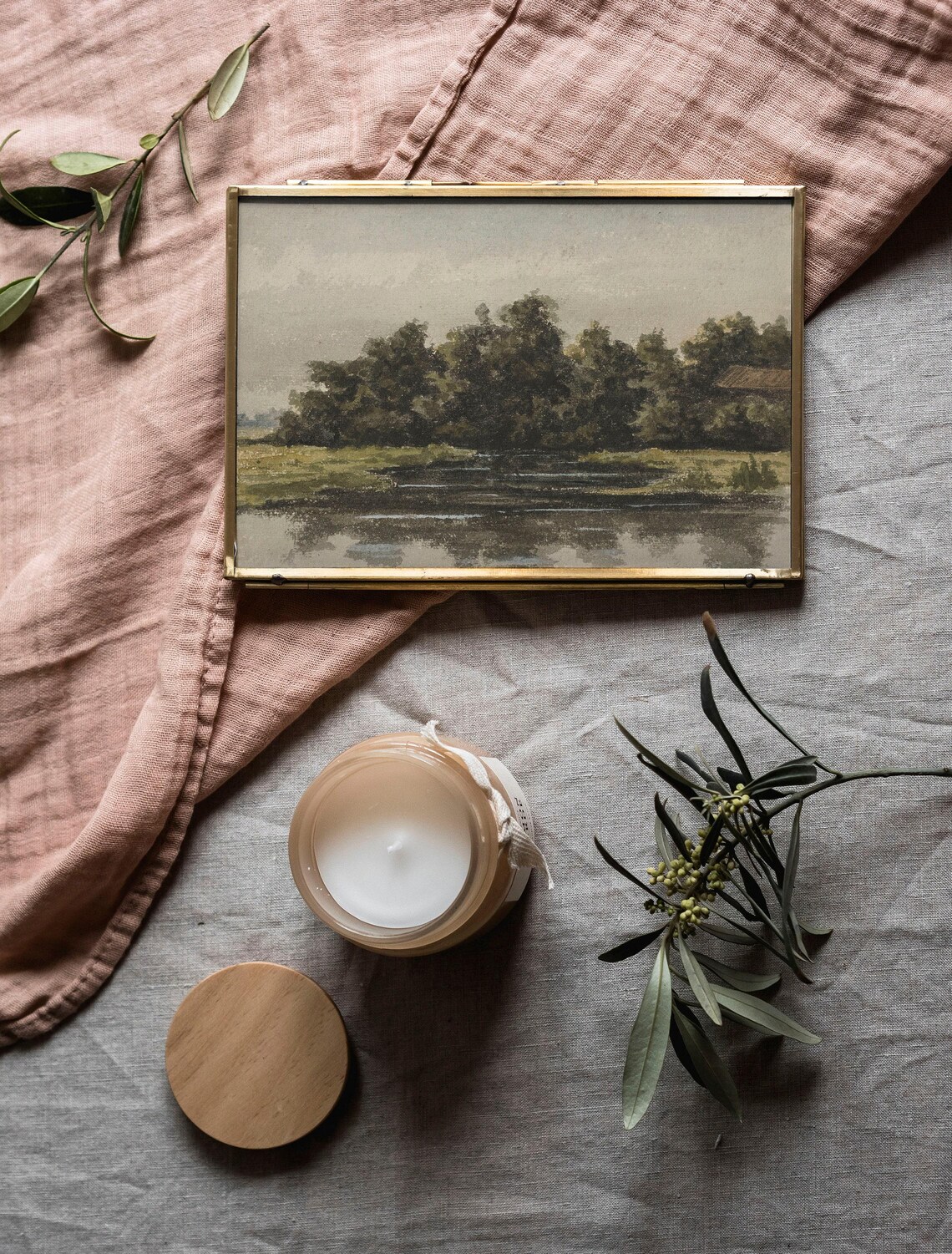 Vintage Summer Cottage Landscape, Lake House Art Print - Image 2