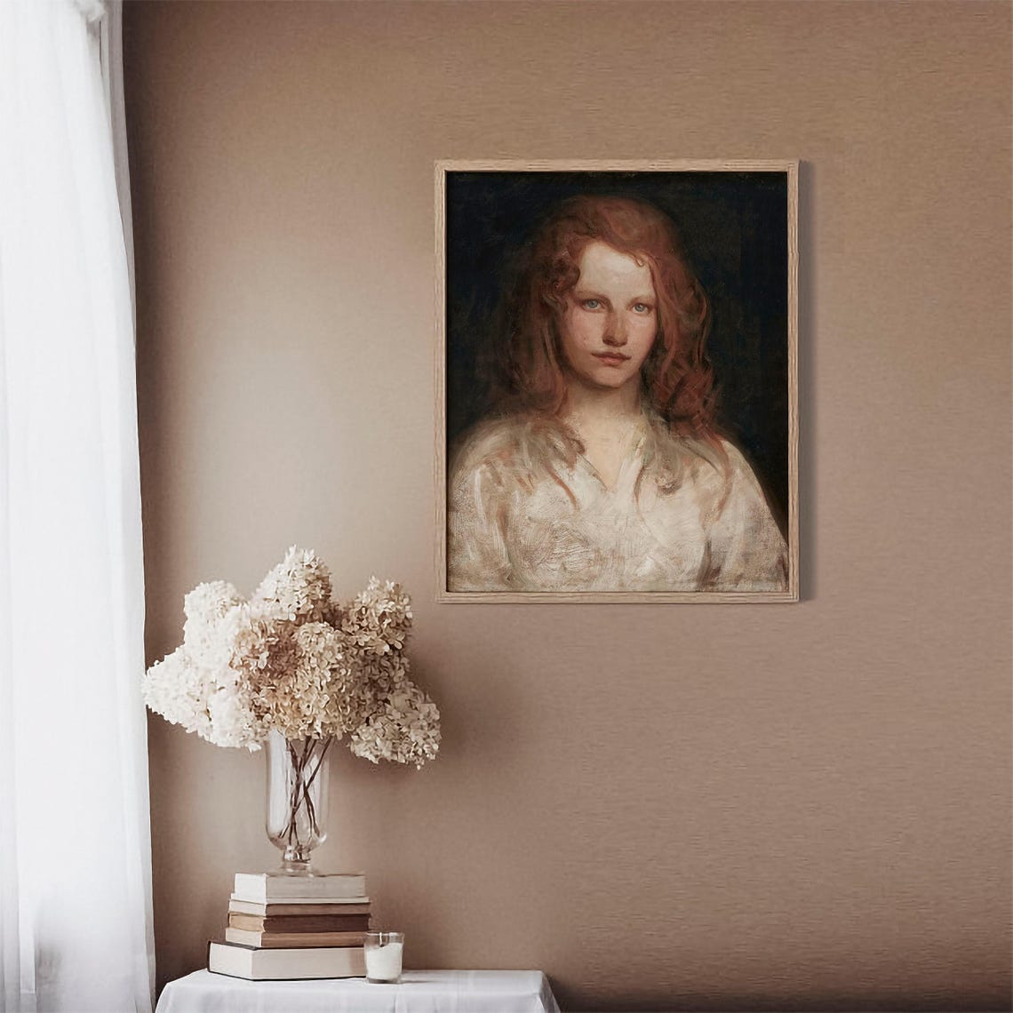 Elegant Victorian Lady Portrait Moody Woman Portrait Oil Painting Vintage French Wall Art P197 - Image 2