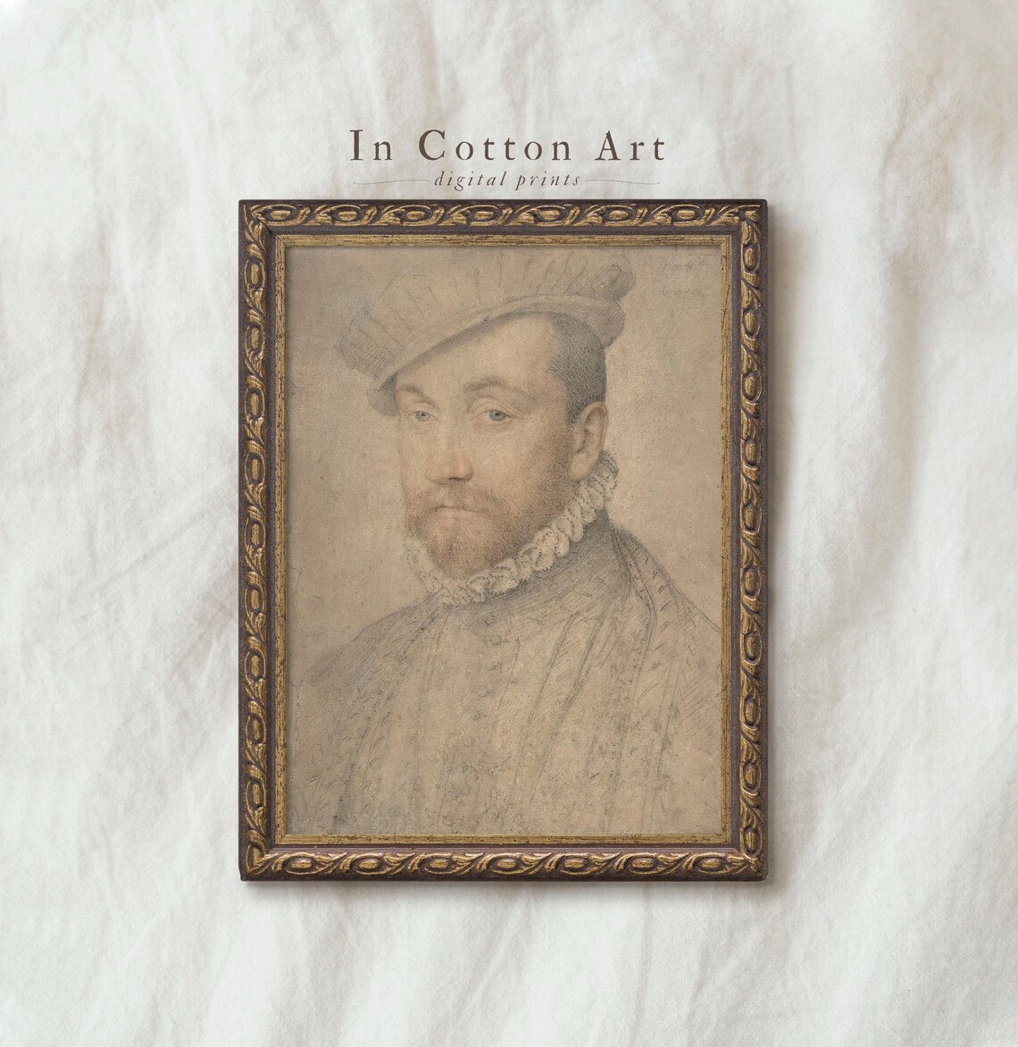 Renaissance Gentleman Portrait Sketch Vintage Historical Man Art Print - Image 4