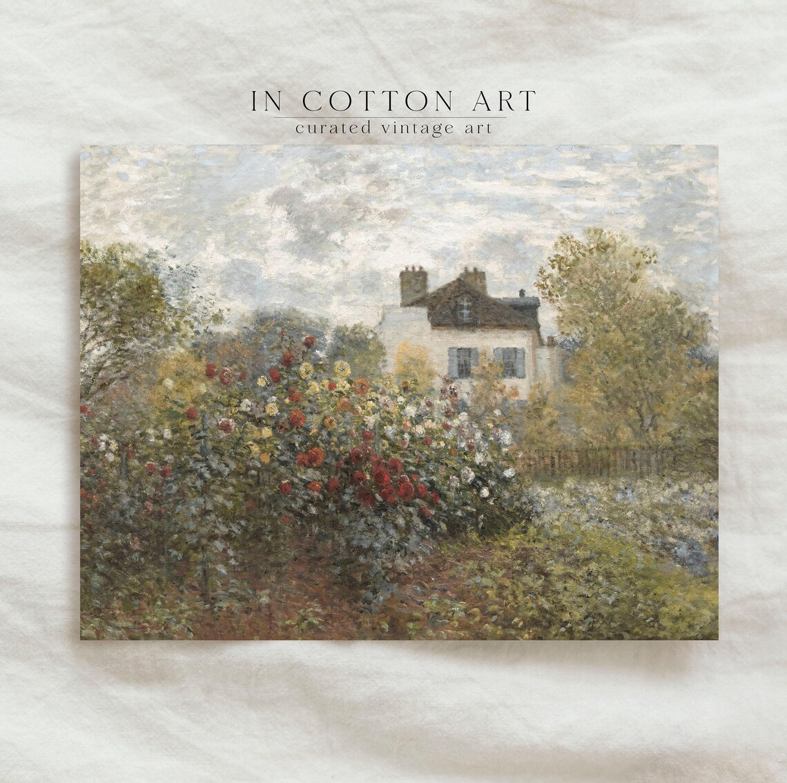 Vintage Rose Garden French Cottage Rustic Art Print