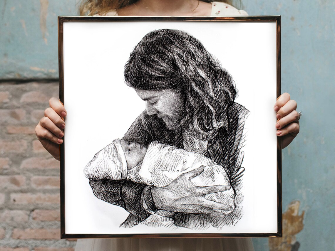 New Dad Gift From Wife, Personalized Portrait - Image 3