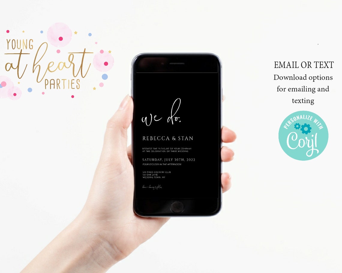 Modern Black Wedding Invitation Suite With RSVP Details Card Poster - Image 2