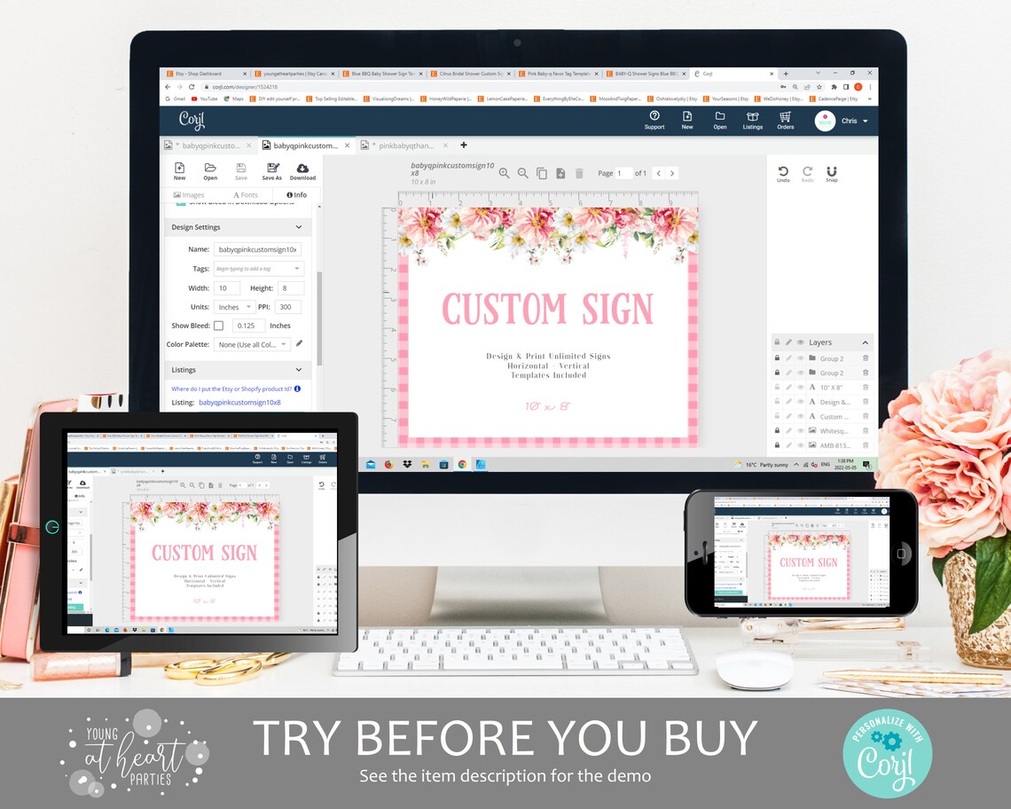 Pink Baby Q Custom Shower Signs Bbq Baby Shower Signs Make Your Own Pink Babyq Signs 8 X 10 10 X 8 Bbq Shower Signs Editable Signs - Image 2