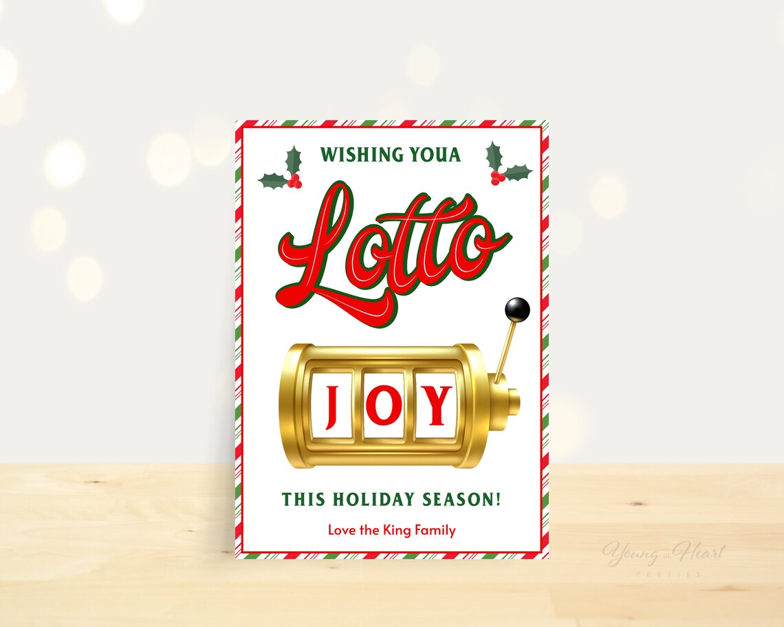 Christmas Lottery Gift Tag Card Editable Wishing You A Lotto Joy Card Holiday Secret Santa Lotto Tag Coworker Holiday Gift