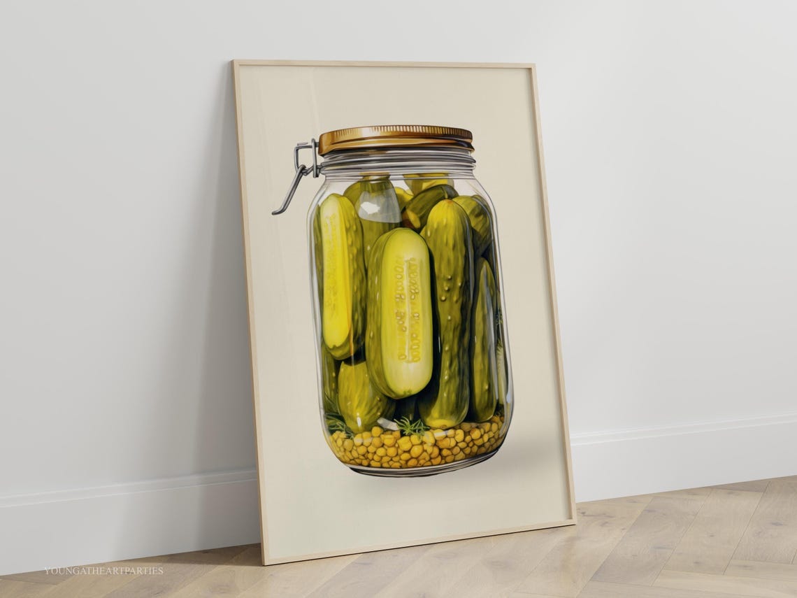 Vintage Pickle Jar Kitchen Decor Art Print for Bar Cart Wall - Image 4
