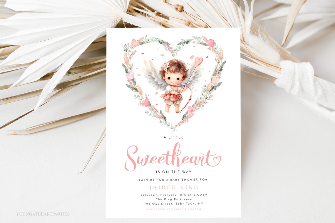 A Little Sweetheart Baby Shower Invitation Cupid Jaiden King Print