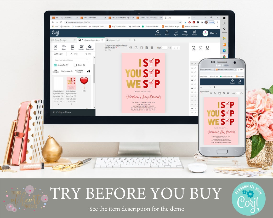 I Sip You Sip We Sip Valentine's Day Brunch Invitation Art Print - Image 3