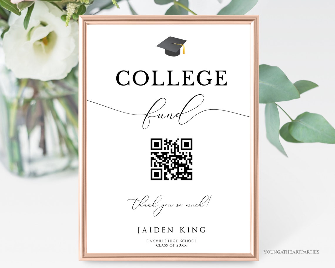 Graduation Party College Fund QR Code Money Gift Sign Poster - Image 5