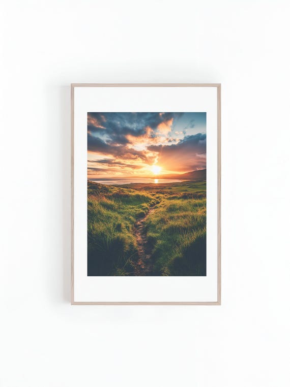 Photo Of Sunset On Hills And Mountain Ranges Beautiful Landscape Photo Minimalist Wall Art Print Instant Hiking Photos