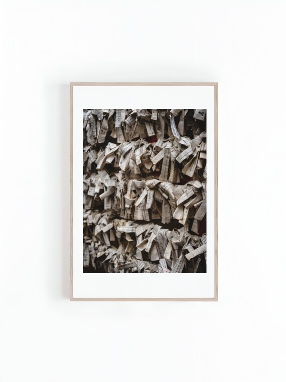 Fortune Prayer Slips At Japanese Temple Sepia Photography Poster