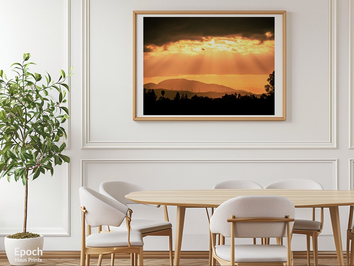 Beautiful Sunset Over Mountains, Landscape Art Print - Image 2