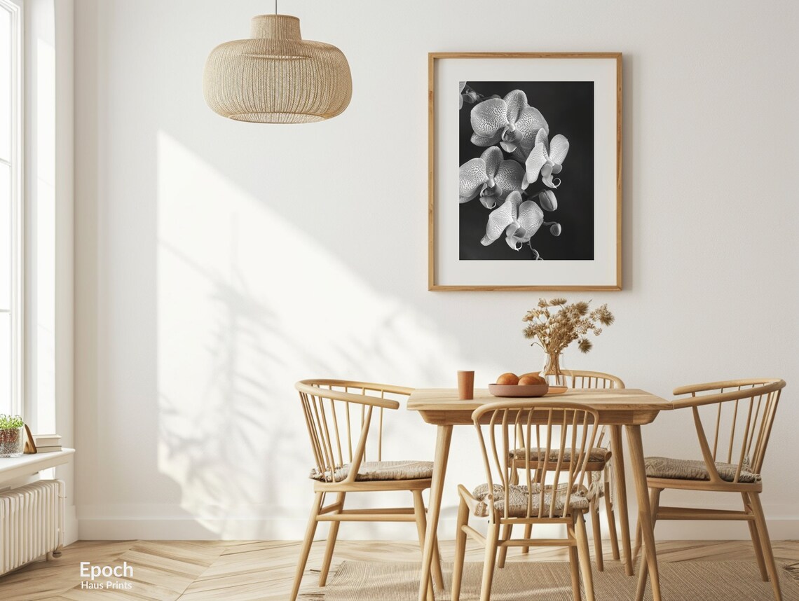 Orchid Flowers, Black White Floral Wall Art - Image 3
