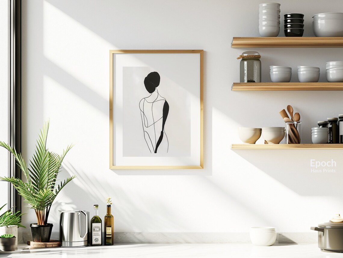Stencil Line Drawing Of Woman, Minimalist Abstract Figure - Image 2