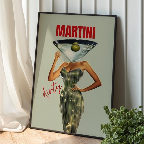 Dirty Martini Retro Bar Cart Art Print