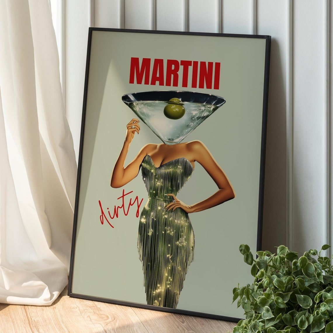 Dirty Martini Retro Bar Cart Art Print