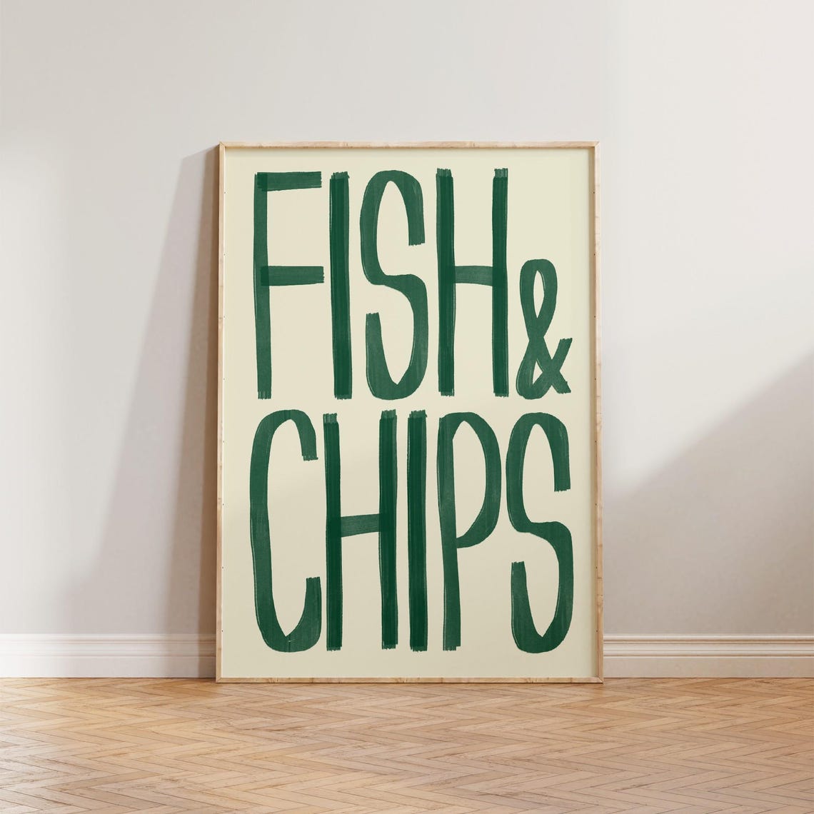 Kitchen Wall Art Retro Prints Bold Type Fish Chips Print Decor Dining Room Poster Restaurant