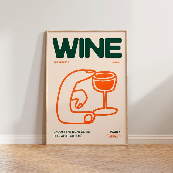 Wine Illustration Kitchen Bar Sign Art Print