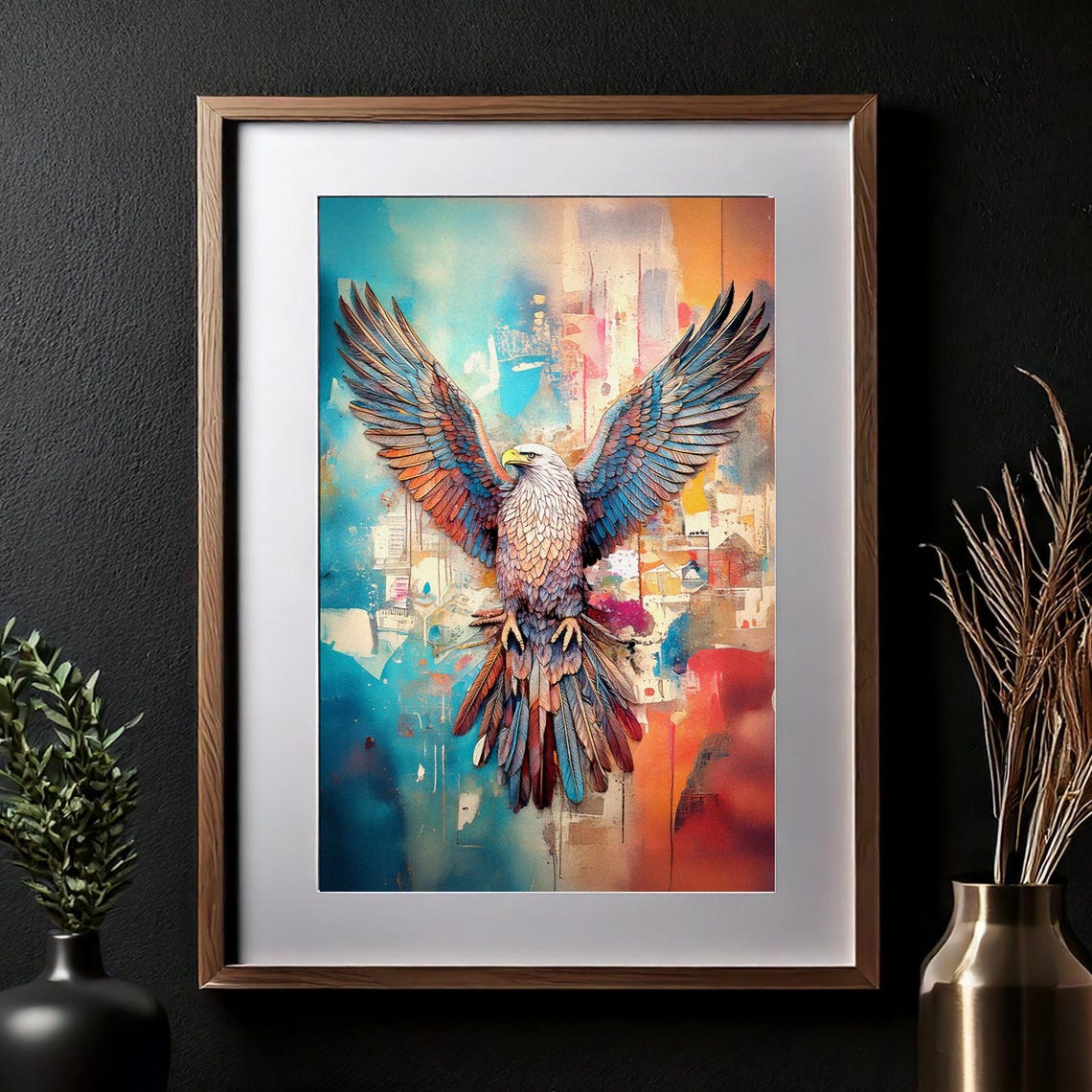Majestic Eagle with Spread Wings Colorful Abstract Wildlife Art Poster - Image 3