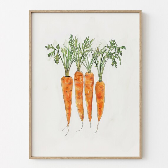 Fresh Carrots Watercolor Vegetable Minimalist Kitchen Poster