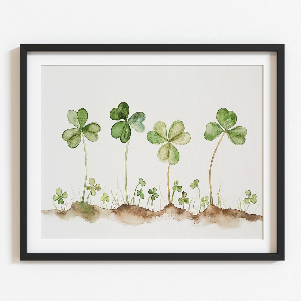 Fresh Clover Leaves Watercolor Botanical Minimalist Plant Poster