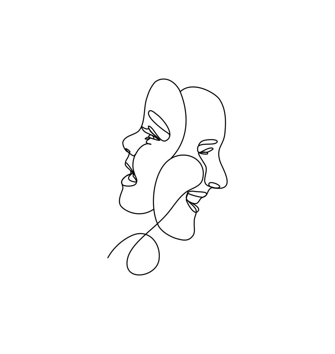 Line Drawing of a Mother Tenderly Kissing Her Childs Forehead Poster - Image 2