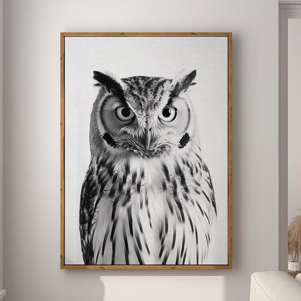 Horned Owl Black and White Portrait Intense Photography Poster