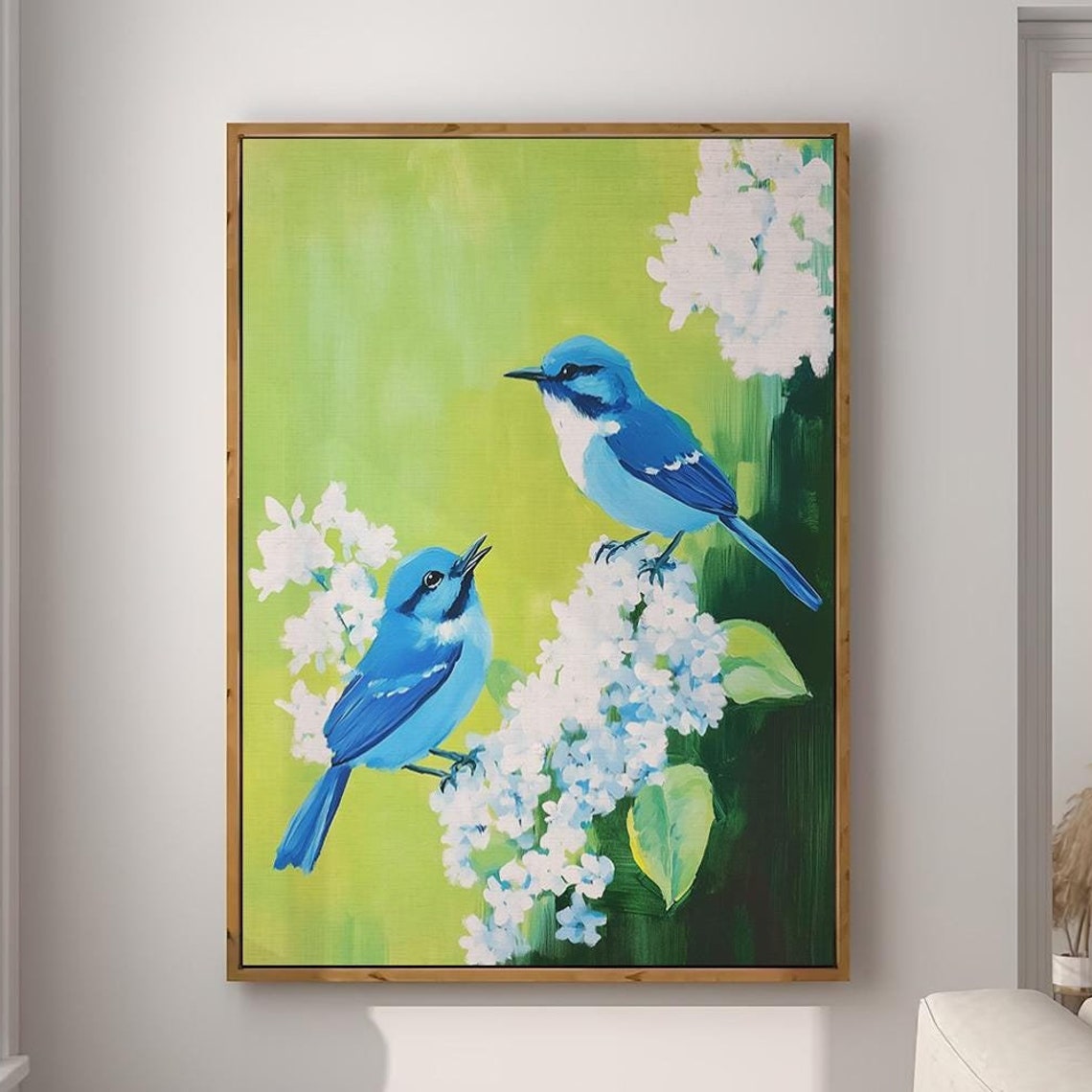Blue Wren Birds Art Print Animal Poster Gift Nursery Animal Lover Decor Grandmillennial Vintage Oil Painting Large Wall Art 2659