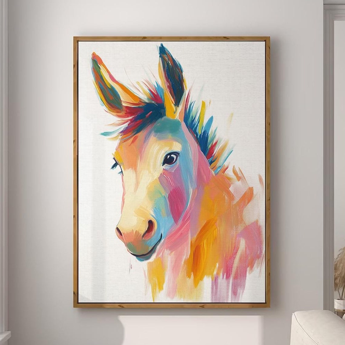 Colorful Donkey Portrait Modern Pop Art Wildlife Animal Poster