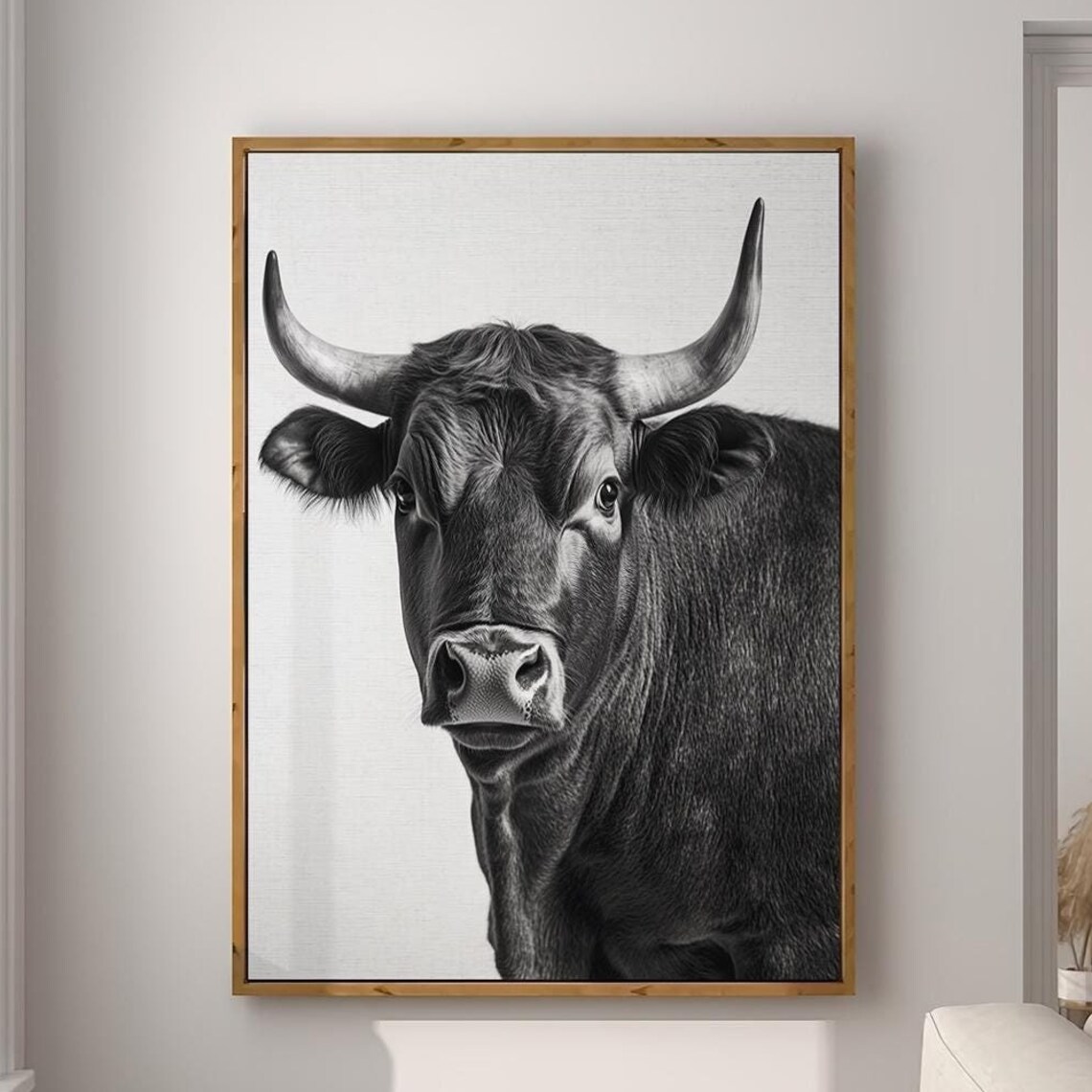 Bull Fashion Magazine Inspired Poster Animal Portrait Photography Print Funny Bathroom Decor Large Wall Art 2757